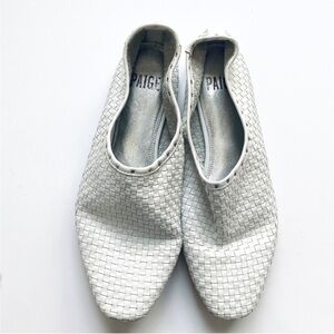 Paige leather weave flats in off-white